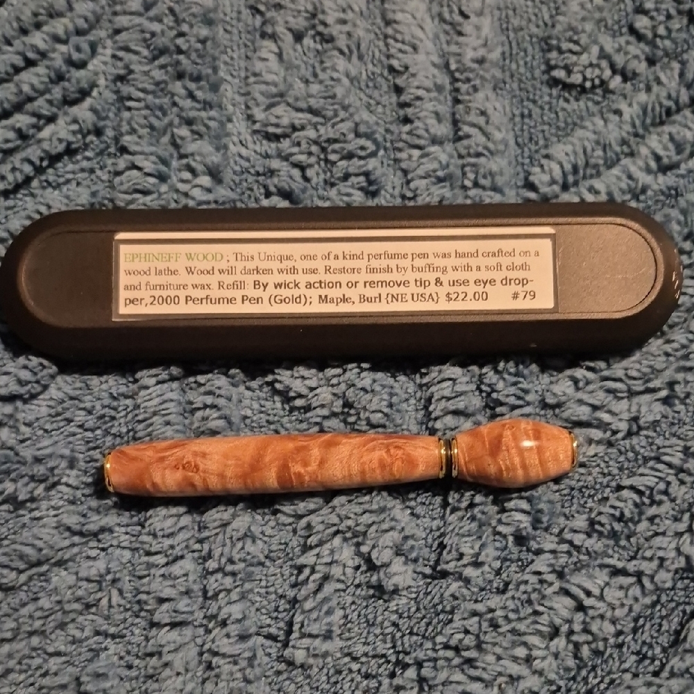 Vintage Maple Burl Wood Turned Perfume Pen New In Box
